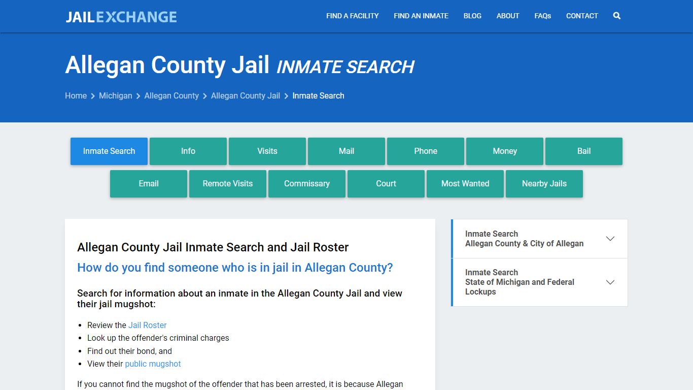 Inmate Search: Roster & Mugshots - Allegan County Jail, MI