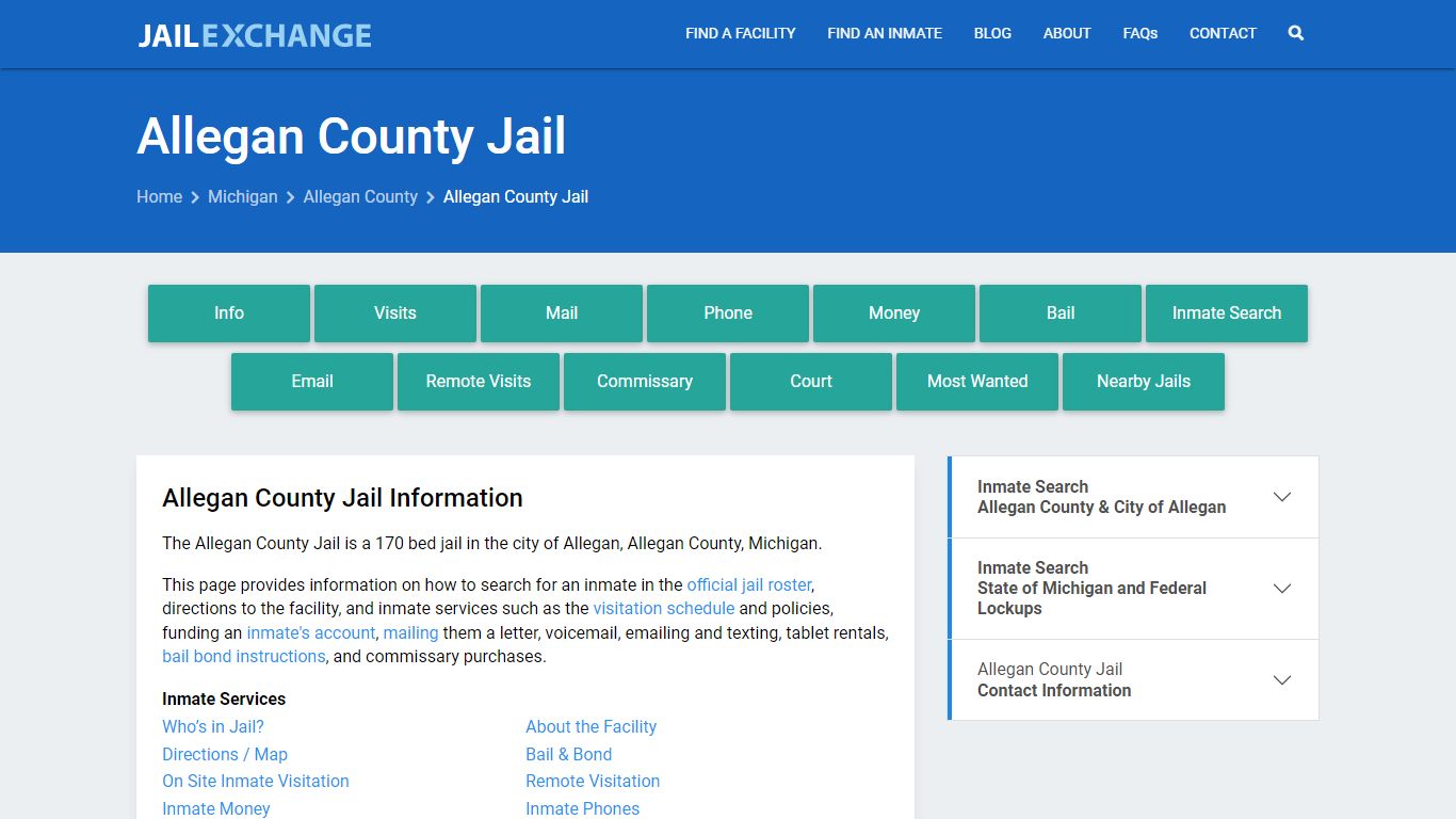 Allegan County Jail, MI Inmate Search, Information