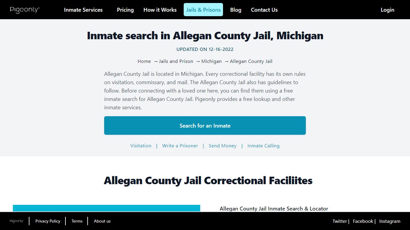 Inmate Search Allegan County Jail, Michigan | Pigeonly